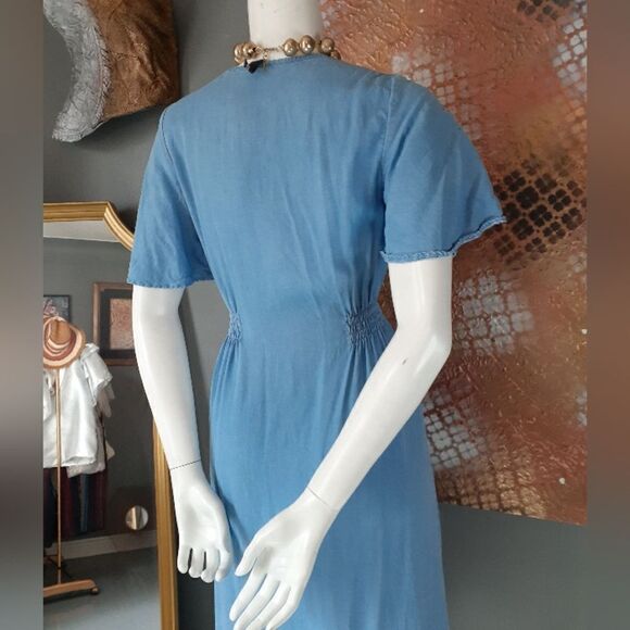 Zara Denim Voluminous Button Down Midi Dress - Picture 11 of 13